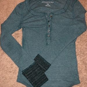 Long sleeves waffle shirt